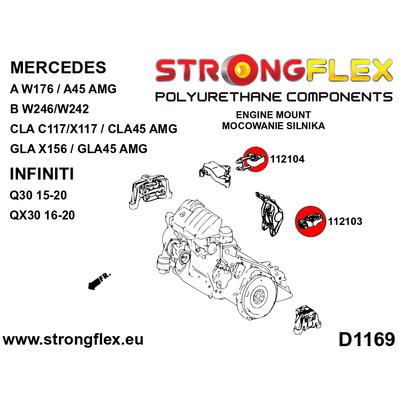 Strongflex 112104A: Upper engine mount insert SPORT- Mercedes W176