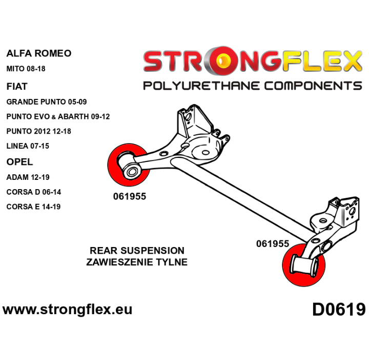 Kit strongflex - boccole in poliuretano Alfa Mito (08-18) type 955 - SERIE GIALLA