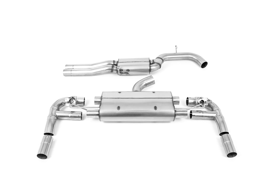 Scarico cat-back Milltek Resonated da 80 mm omologato con finalini ovali neri Cerakote per Audi RS3 8V Berlina 400cv (20