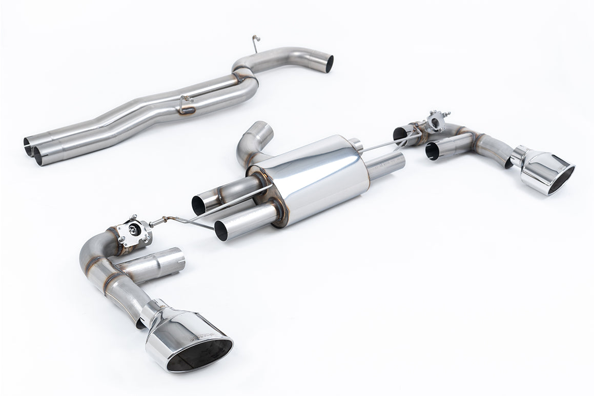 Scarico cat-back Milltek Race Non-resonated da 80 mm con finalini ovali lucidi per Audi RS3 8V Sportback 400cv (restylin