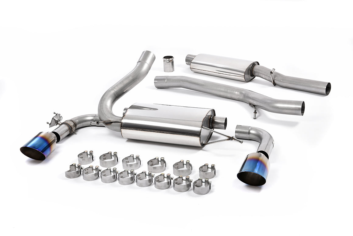 Scarico cat-back Milltek Resonated omologato con finalini GT-115 in titanio bruciato per Ford Focus RS Mk3 2.3 EcoBoost