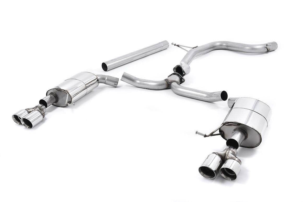 Scarico cat-back Milltek Non-resonated con finalini GT-80 lucidi per Seat Leon ST Cupra 5F 280/290cv (senza GPF, 2015-20