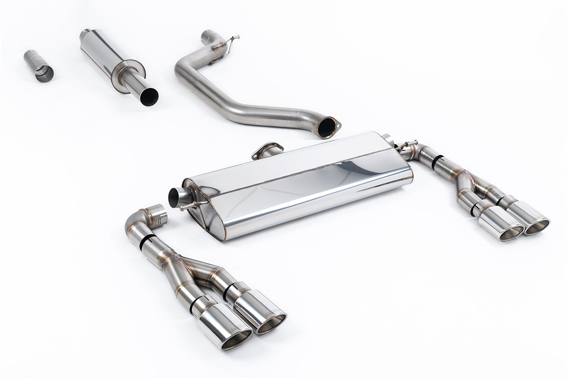 Scarico GPF-back Milltek Resonated omologato con quattro finalini ovali lucidi per Cupra Leon KL 2.0 TSI 300cv 5 porte (