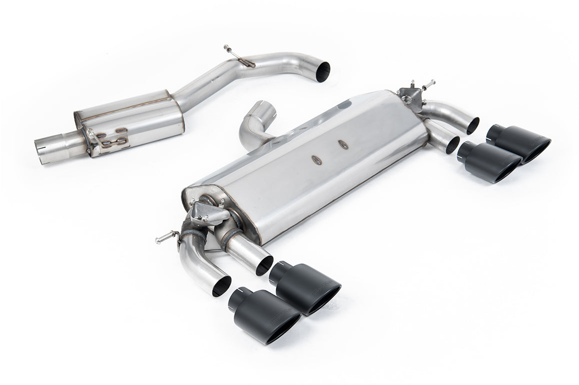 Scarico cat-back Milltek Resonated omologato con finalini ovali neri Cerakote per VW Golf 7 R 2.0 TSI 300cv (2014-2016)