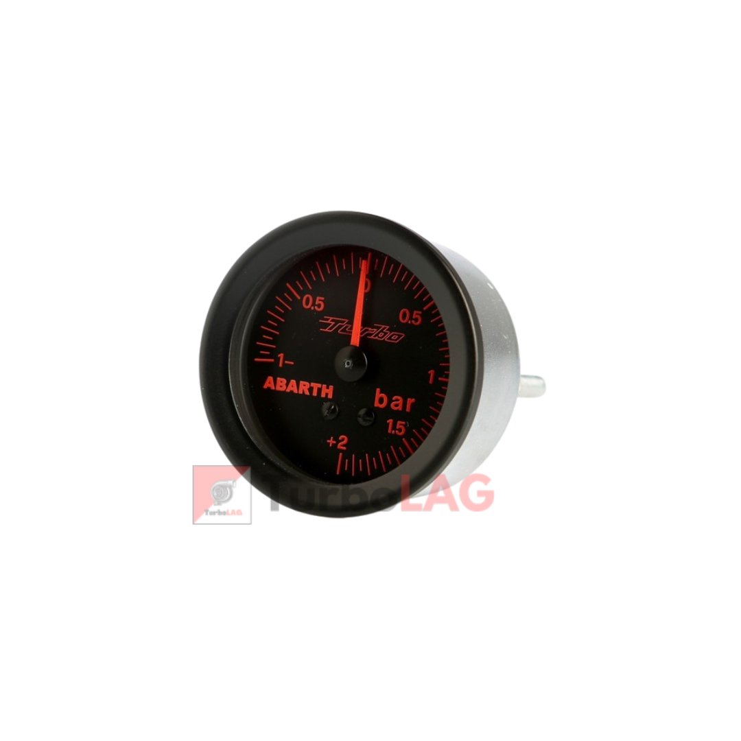 Manometro Pressione Turbo meccanico -1+2 bar serie Abarth sfondo nero analogico a diffusione - Roaditalia BINE103120