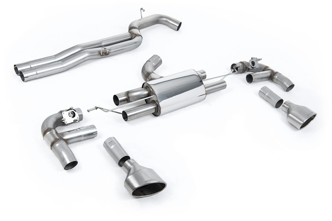 Scarico cat-back Milltek Race Non-resonated da 80 mm con finalini ovali in titanio per Audi RS3 8V Berlina 400cv (2017+)