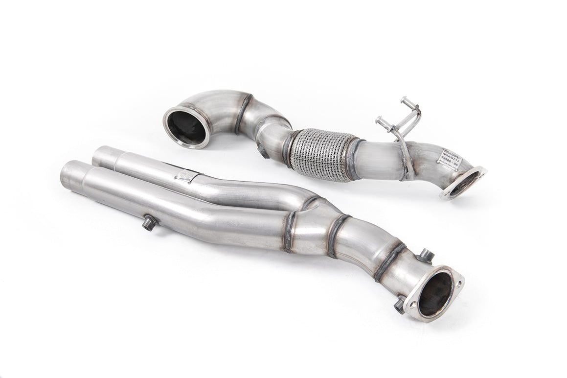 Downpipe maggiorato senza catalizzatore (de-cat) con bypass GPF Milltek per Audi RS3 8V / 8Y, RSQ3 e TT RS 8S (con GPF)