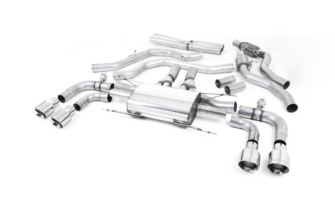 Scarico cat-back Milltek con valvole e finalini GT-100 lucidi per Alfa Romeo Giulia Quadrifoglio 2.9 V6 (senza GPF, dal 