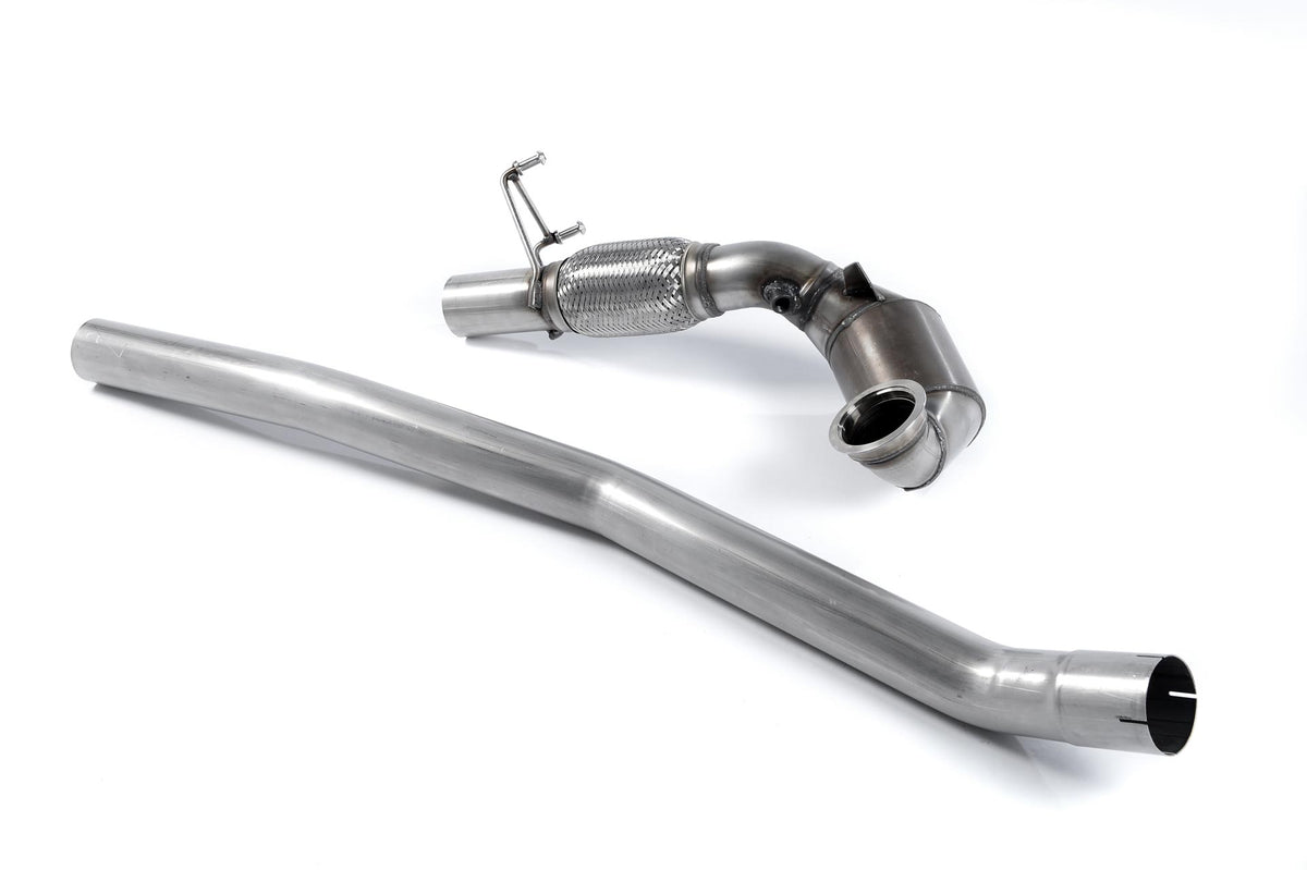 Downpipe maggiorato con catalizzatore sportivo omologato Milltek per Audi S3 8V e VW Golf 7 / 7.5 R (senza GPF)