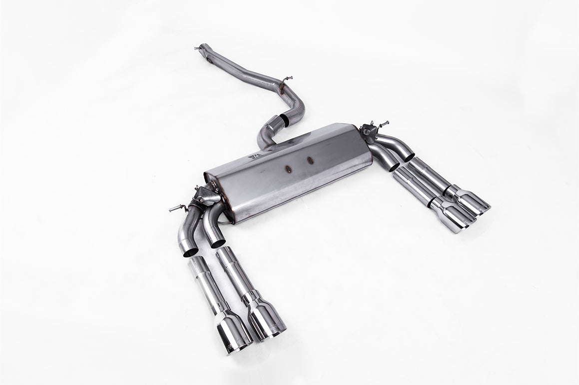 Scarico cat-back Milltek Non-resonated con finalini GT-100 lucidi per Audi S3 8V / 8V.2 Berlina e Cabrio 2.0 TFSI quattr