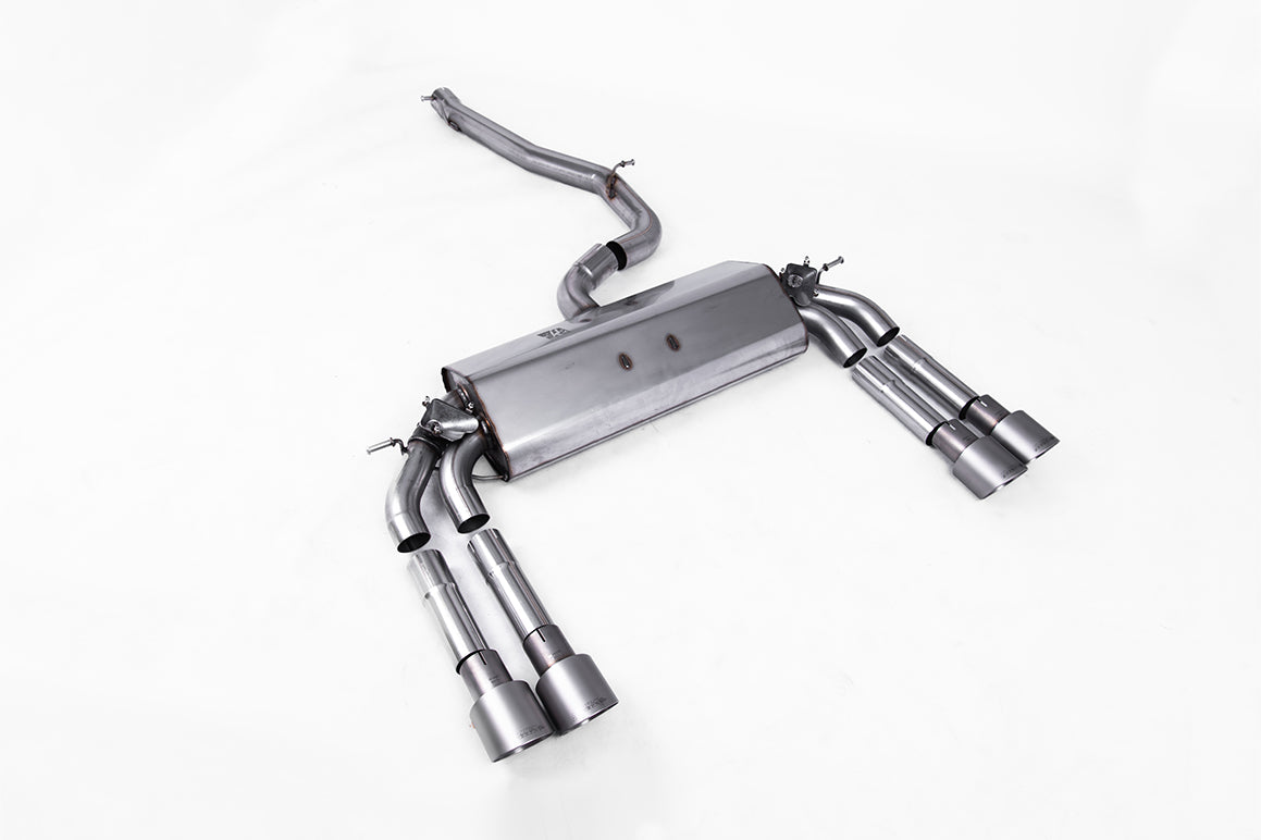 Scarico cat-back Milltek Non-resonated con finalini GT-100 in titanio per Audi S3 8V / 8V.2 Berlina e Cabrio 2.0 TFSI qu