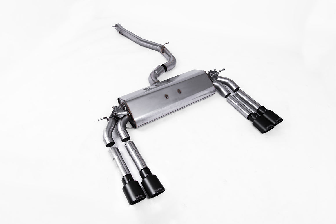Scarico cat-back Milltek Non-resonated con finalini ovali neri Cerakote per Audi S3 8V / 8V.2 Berlina e Cabrio 2.0 TFSI 