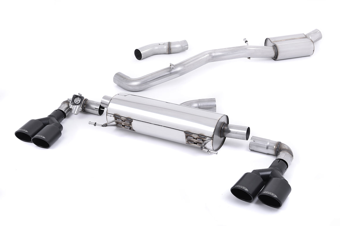 Scarico cat-back Milltek Resonated omologato con finalini ovali neri Cerakote per Audi S1 2.0 TFSI quattro (2014-2018) -