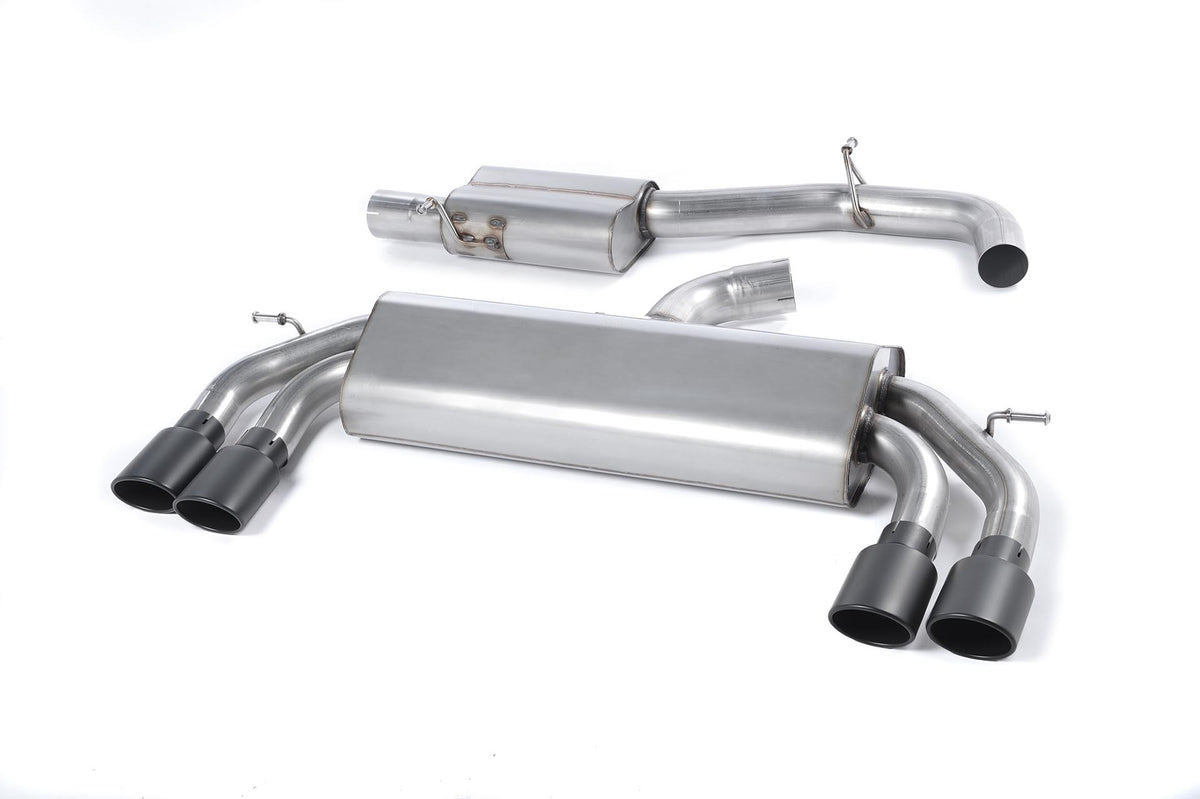 Scarico cat-back Milltek Race Resonated senza valvole con finalini ovali neri Cerakote per Audi S3 8V / 8V.2 3 porte 2.0