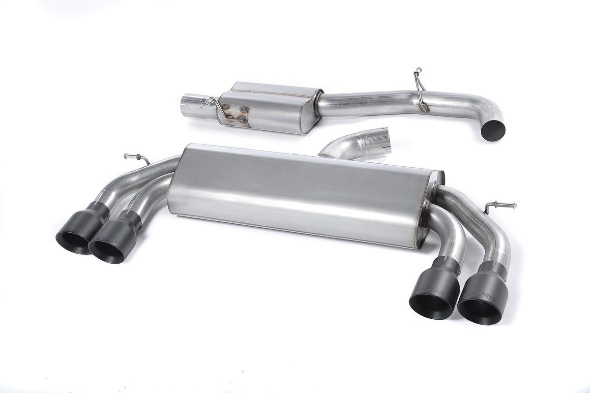 Scarico cat-back Milltek Race Resonated senza valvole con finalini GT-100 neri Cerakote per Audi S3 8V / 8V.2 3 porte 2.