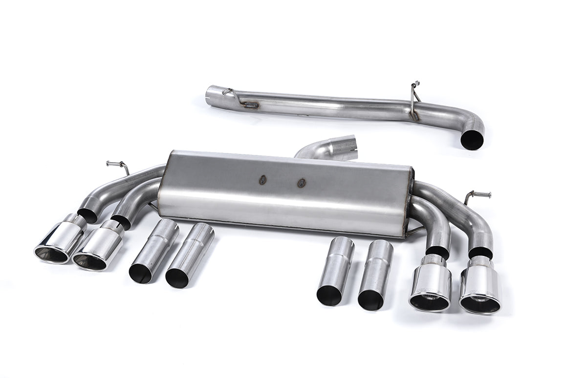 Scarico cat-back Milltek Race Non-resonated senza valvole con finalini ovali lucidi per Audi S3 8V / 8V.2 Berlina e Cabr