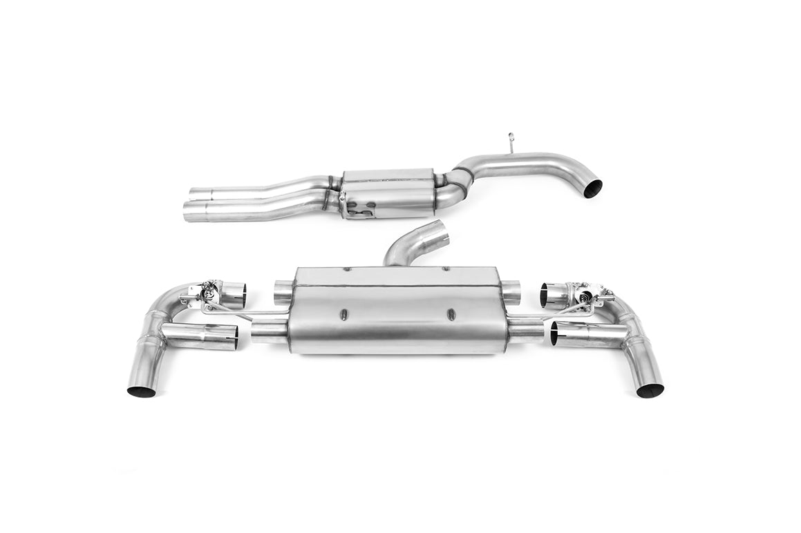 Scarico cat-back Milltek Resonated da 80 mm omologato con finalini ovali lucidi per Audi RS3 8V Sportback 400cv (restyli
