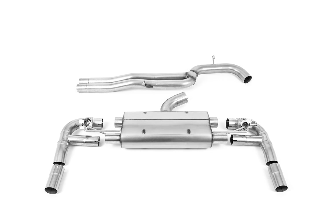 Scarico cat-back Milltek Non-resonated da 80 mm con finalini ovali neri Cerakote per Audi RS3 8V Berlina 400cv (2017+)
