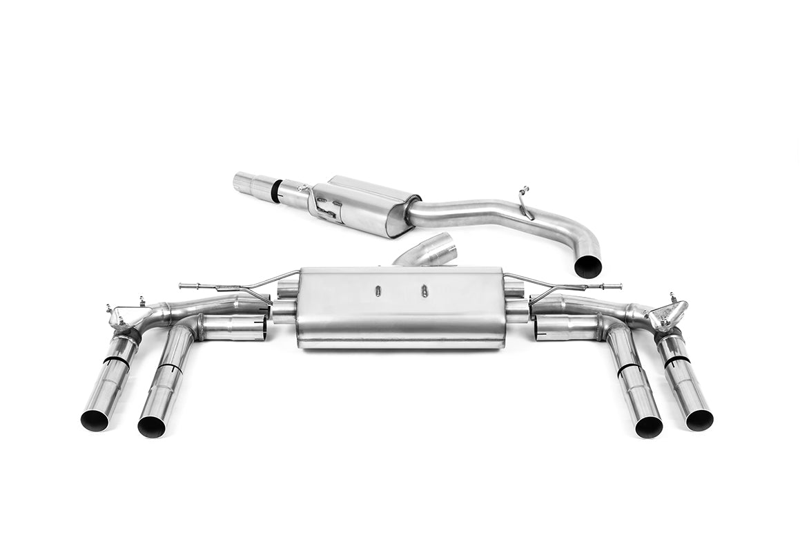 Scarico GPF-back Milltek Resonated omologato con finalini ovali lucidi per Audi S3 8Y Sedan 2.0 TFSI 310/333cv (con GPF,