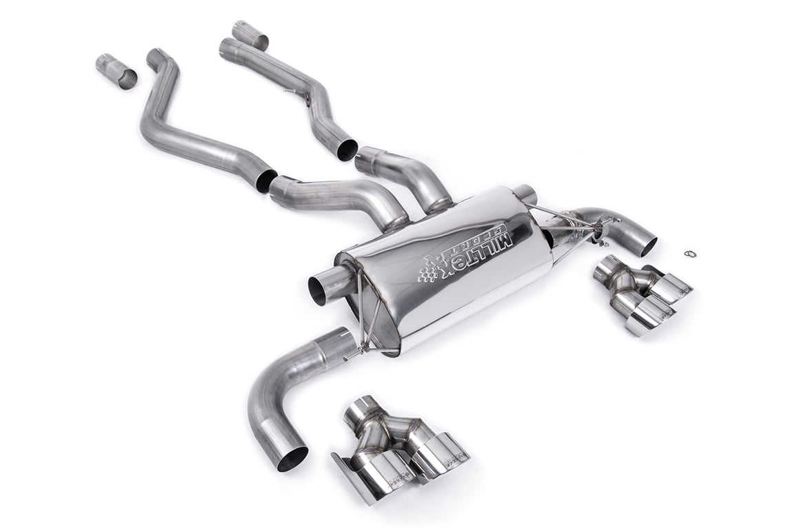 Scarico GPF-back Milltek omologato con finalini quadrupli GT-100 lucidi per BMW M340i xDrive G20/G21 e M440i G22 (con GP