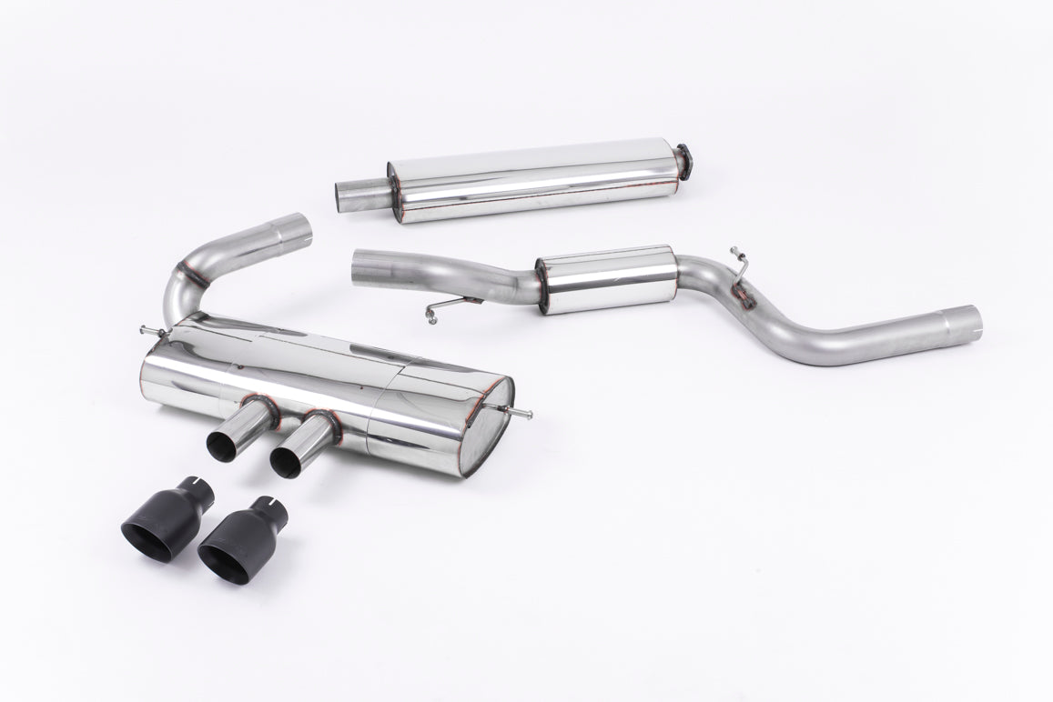 Scarico cat-back Milltek Resonated omologato con finalini GT-100 neri Cerakote per Ford Focus ST Mk3 2.0 EcoBoost 5 port
