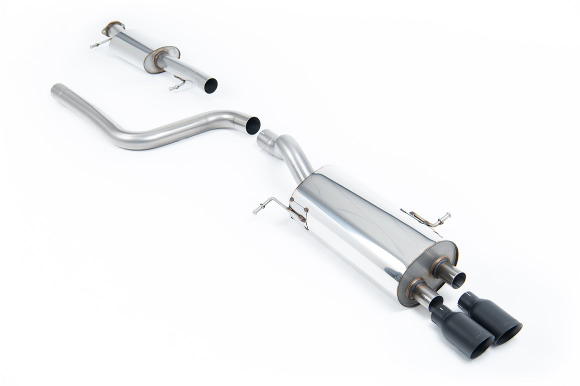 Scarico cat-back Milltek Resonated SSXFD132 per Ford Fiesta ST Mk7 con finalini GT-80 neri Cerakote