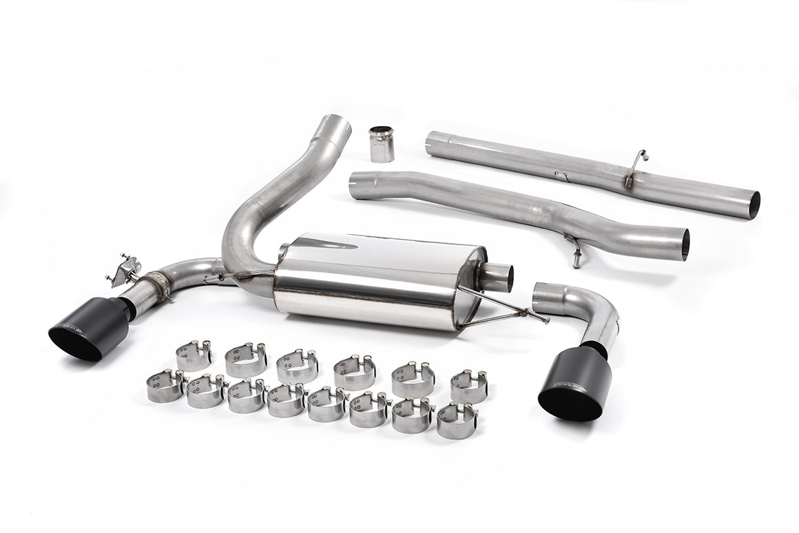 Scarico cat-back Milltek Non-resonated con finalini GT-115 neri Cerakote per Ford Focus RS Mk3 2.3 EcoBoost (2016-2018) 