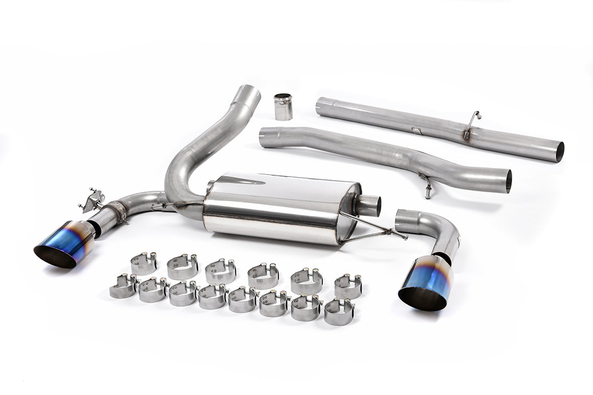 Scarico cat-back Milltek Non-resonated con finalini GT-115 in titanio bruciato per Ford Focus RS Mk3 2.3 EcoBoost (2016-