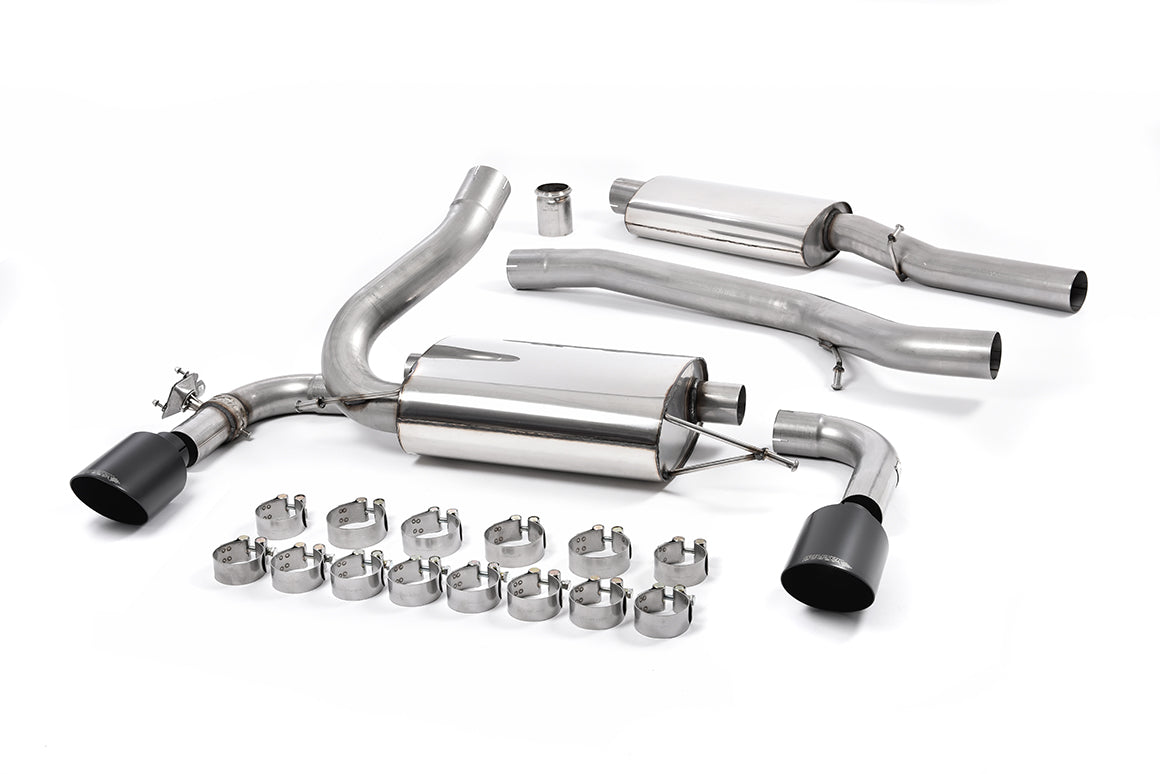 Scarico cat-back Milltek Resonated omologato con finalini GT-115 neri Cerakote per Ford Focus RS Mk3 2.3 EcoBoost (2016-