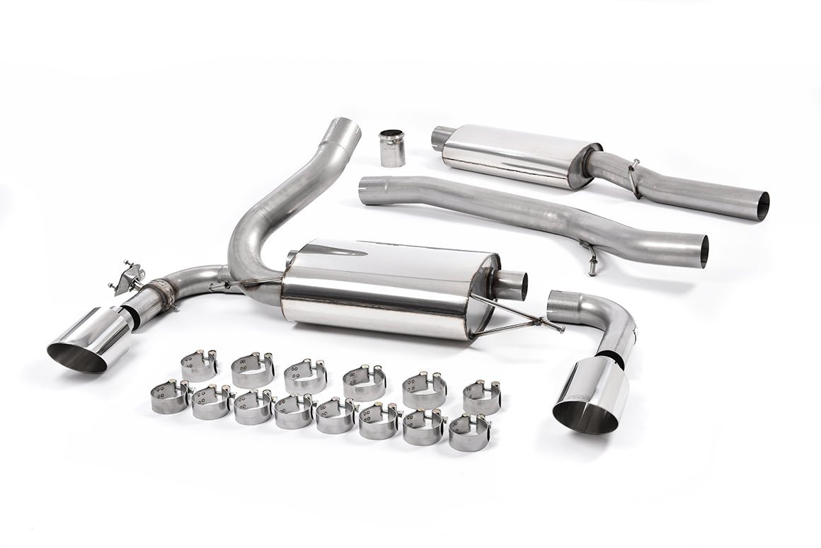 Scarico cat-back Milltek Resonated omologato con finalini GT-115 lucidi per Ford Focus RS Mk3 2.3 EcoBoost (2016-2018) -