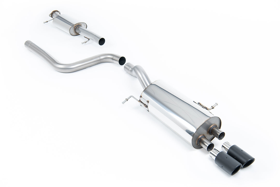 Scarico cat-back Milltek Resonated omologato con finalini Jet-80 in carbonio per Ford Fiesta ST Mk7 1.6 EcoBoost 182/200
