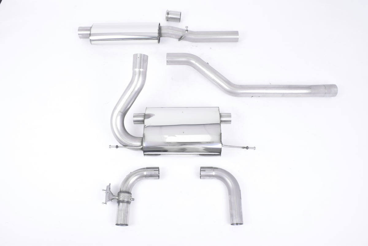 Scarico cat-back Milltek Resonated omologato con finalini Jet-115 in carbonio per Ford Focus RS Mk3 2.3 EcoBoost (2016-2