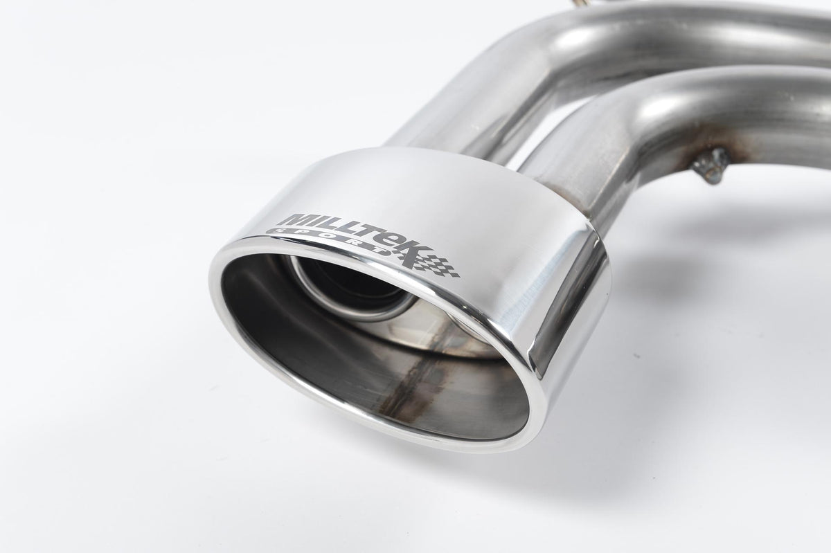 Scarico cat-back Milltek Resonated omologato con finalino ovale lucido per Seat Leon 1P Cupra 2.0 TFSI 240cv (2006-2011)