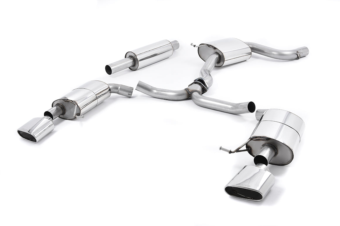 Scarico cat-back Milltek Resonated omologato con finalini ovali lucidi per Seat Leon ST Cupra 5F 280/290cv (senza GPF, 2