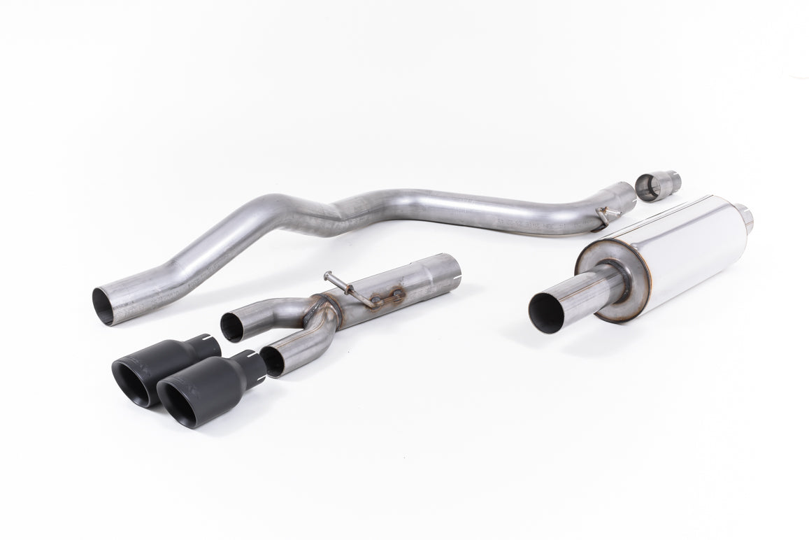 Scarico cat-back Milltek Resonated omologato con finalini GT-80 neri Cerakote per Seat Leon FR 5F 2.0 TDI 150cv 3 e 5 po