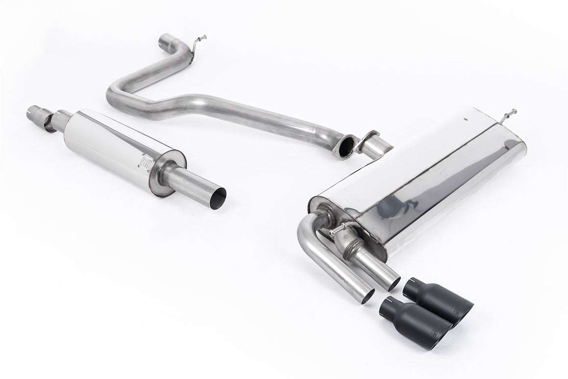 Scarico cat-back Milltek Resonated con finalini GT-80 neri Cerakote per Seat Leon FR 5F 1.4 TSI 3 e 5 porte (2013-2018) 