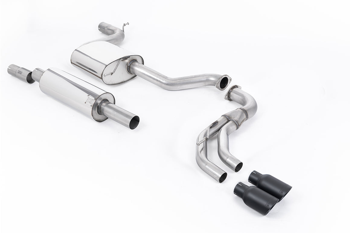 Scarico cat-back Milltek Road+ con finalini GT-80 neri Cerakote per Seat Leon FR 5F 1.8 TSI 180cv 3 e 5 porte (2013-2018