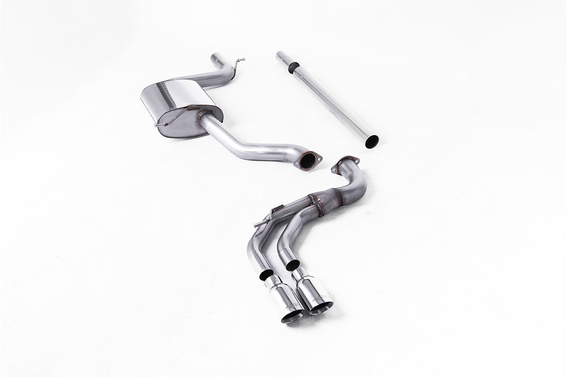 Scarico cat-back Milltek Non-resonated con finalini GT-80 lucidi per Seat Leon FR 5F 1.8 TSI 180cv (2013-2018) e VW Golf