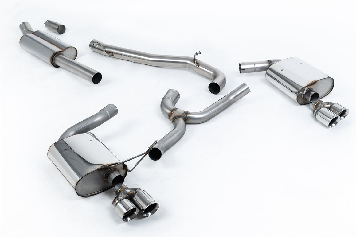 Scarico cat-back Milltek Non-resonated con finalini GT-80 lucidi per Seat Leon ST Cupra 5F 300cv 4Drive (senza GPF, 2017
