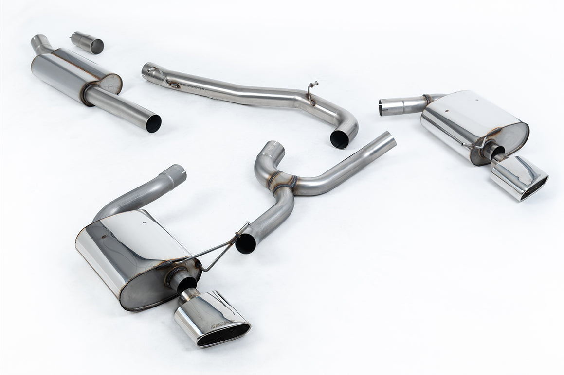 Scarico cat-back Milltek Non-resonated con finalini ovali lucidi per Seat Leon ST Cupra 5F 300cv 4Drive (senza GPF, 2017
