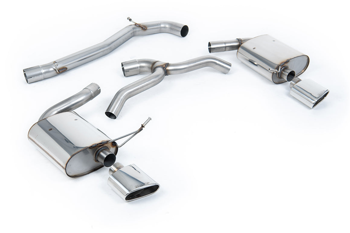 Scarico cat-back Milltek Non-resonated con finalini ovali lucidi per Seat Leon ST Cupra 300 4Drive 5F (con GPF, 2019-202