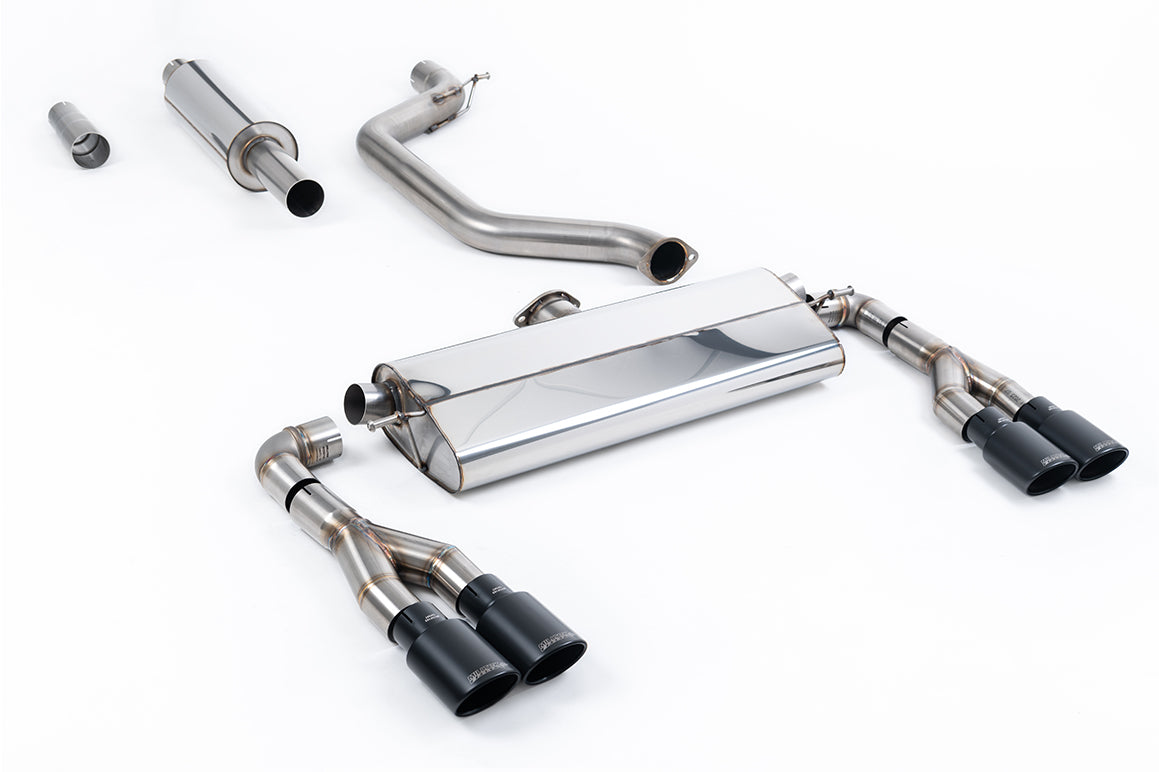 Scarico GPF-back Milltek Resonated omologato con quattro finalini ovali neri Cerakote per Cupra Leon KL 2.0 TSI 300cv 5 