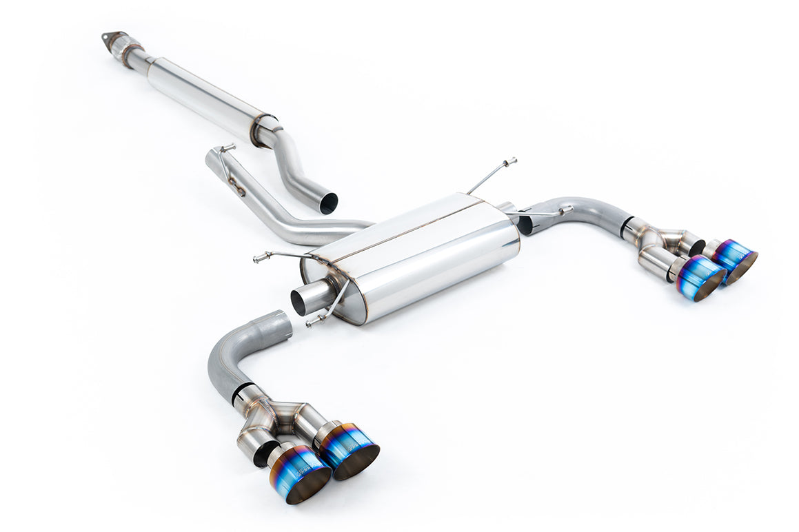 Scarico cat-back Milltek Resonated omologato a 4 uscite con finalini in titanio bruciato per Toyota GR86 2.4 (dal 2022) 