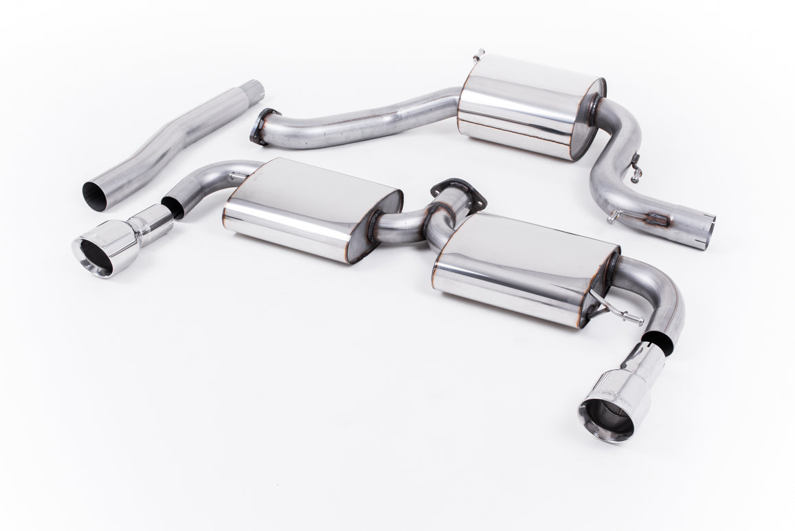 Scarico cat-back Milltek Resonated omologato con finalini GT-100 lucidi per Volkswagen Scirocco R 2.0 TSI (2009-2016) - 