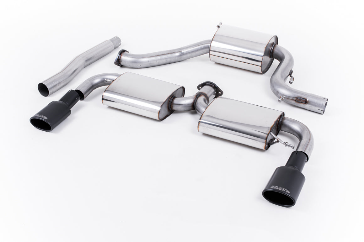 Scarico cat-back Milltek Resonated omologato con finalini ovali neri Cerakote per Volkswagen Scirocco R 2.0 TSI (2009-20