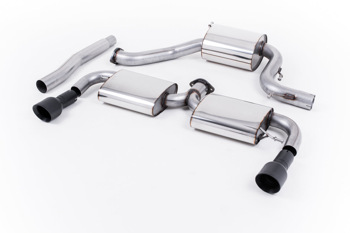 Scarico cat-back Milltek Resonated omologato con finalini GT-100 neri Cerakote per Volkswagen Scirocco R 2.0 TSI (2009-2