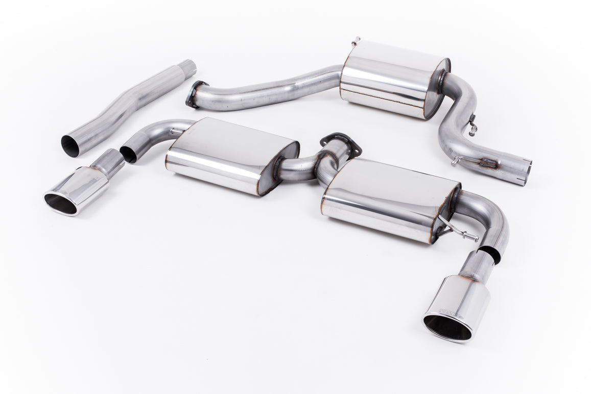 Scarico cat-back Milltek Resonated omologato con finalini ovali lucidi per Volkswagen Scirocco R 2.0 TSI (2009-2016) - S