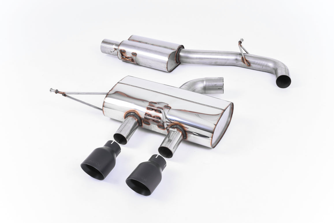 Scarico cat-back Milltek Race Resonated senza valvola con finalini GT-100 neri Cerakote per VW Golf 6 R 2.0 TFSI 270cv (