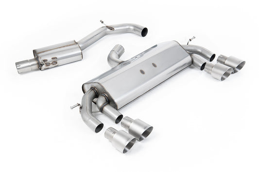 Scarico cat-back Milltek Race Resonated senza valvole con finalini GT-100 in titanio per VW Golf 7 R 2.0 TSI 300cv (2014