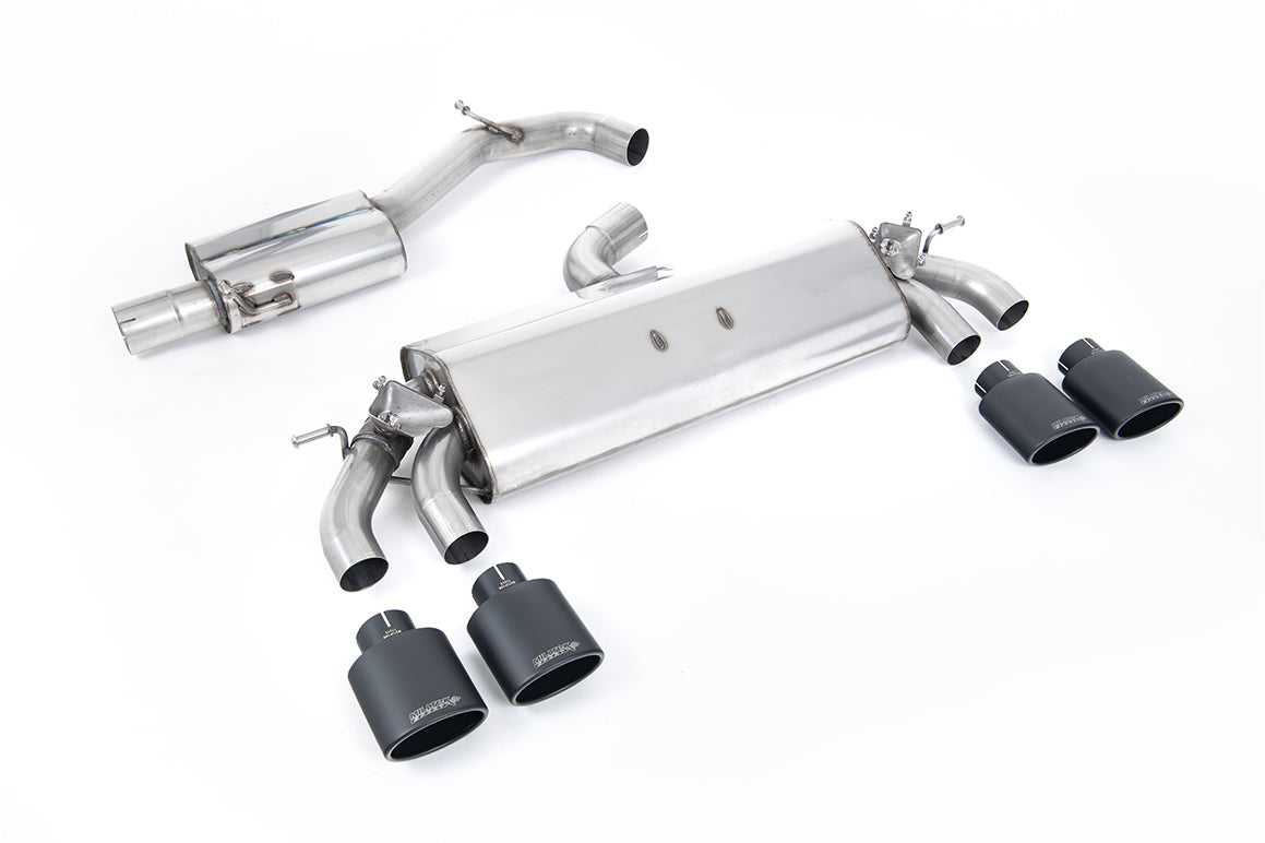 Scarico cat-back Milltek Resonated omologato con finalini ovali neri Cerakote per VW Golf 7.5 R 2.0 TSI 310cv (senza GPF